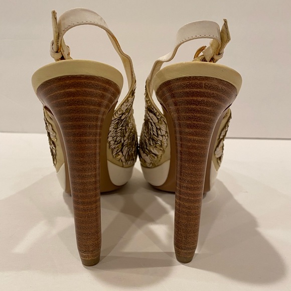 Louis Vuitton patent leather sequin heels pumps slingback white gold 37 - Picture 5 of 11